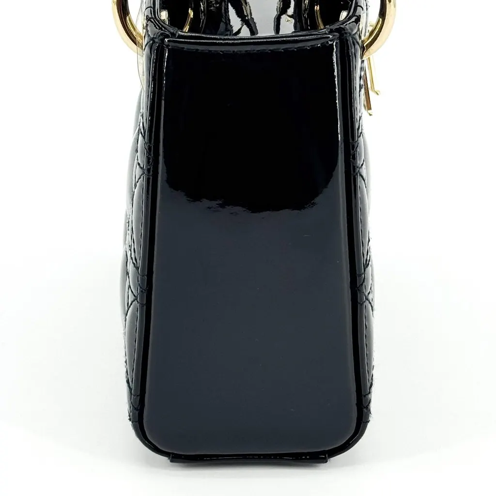 Dior Micro Lady Dior Bag Black Patent Cannage Calfskin Black Leather Very good - Box View