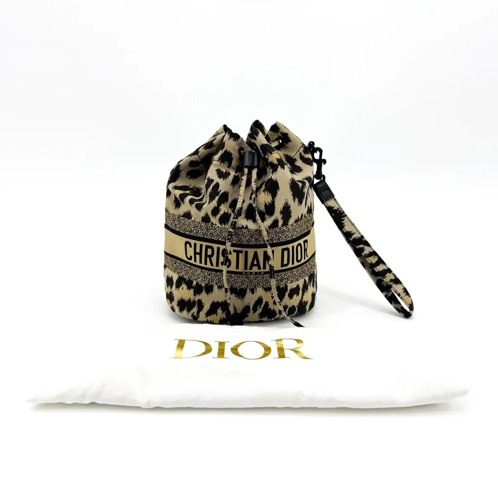 Dior Travel Pouch Mizza Beige Embroidered Canvas Beige Canvas Very good - Back View