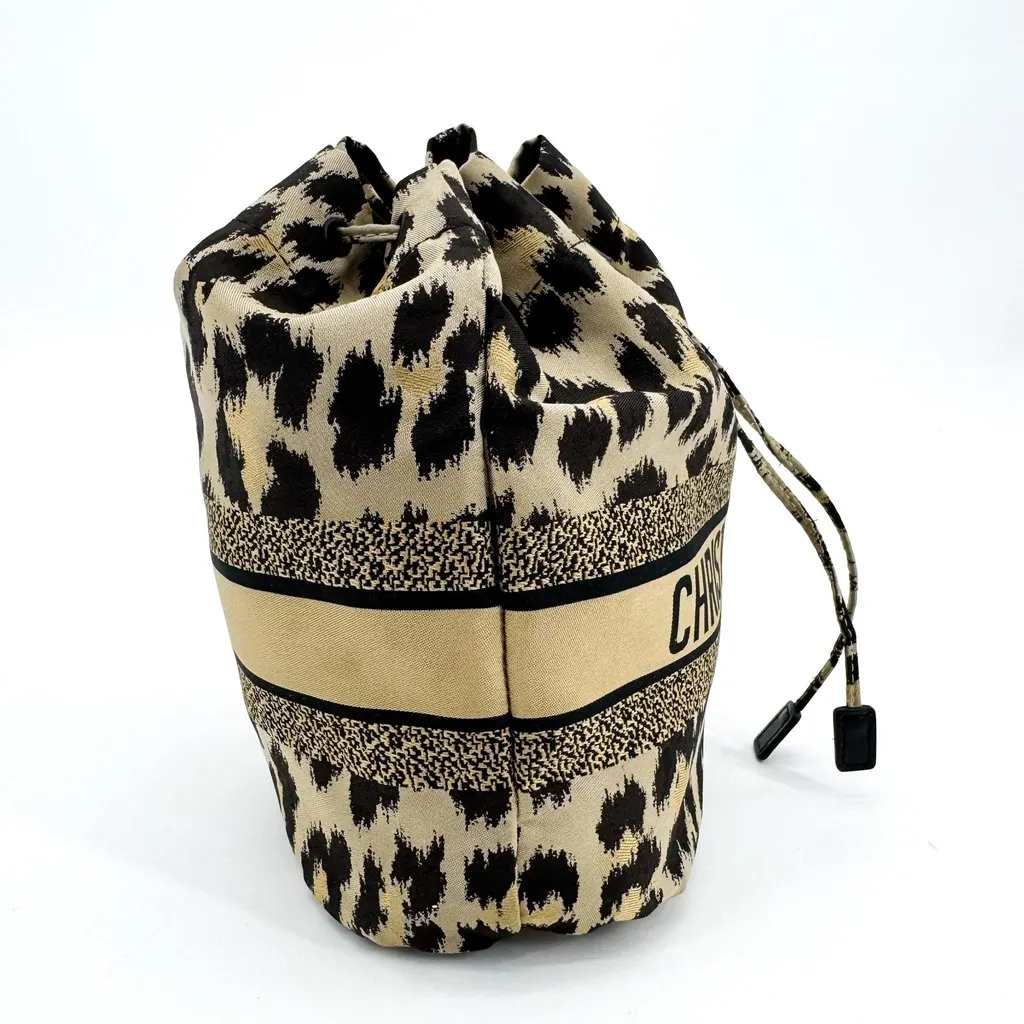 Dior Travel Pouch Mizza Beige Embroidered Canvas Beige Canvas Very good - Model View