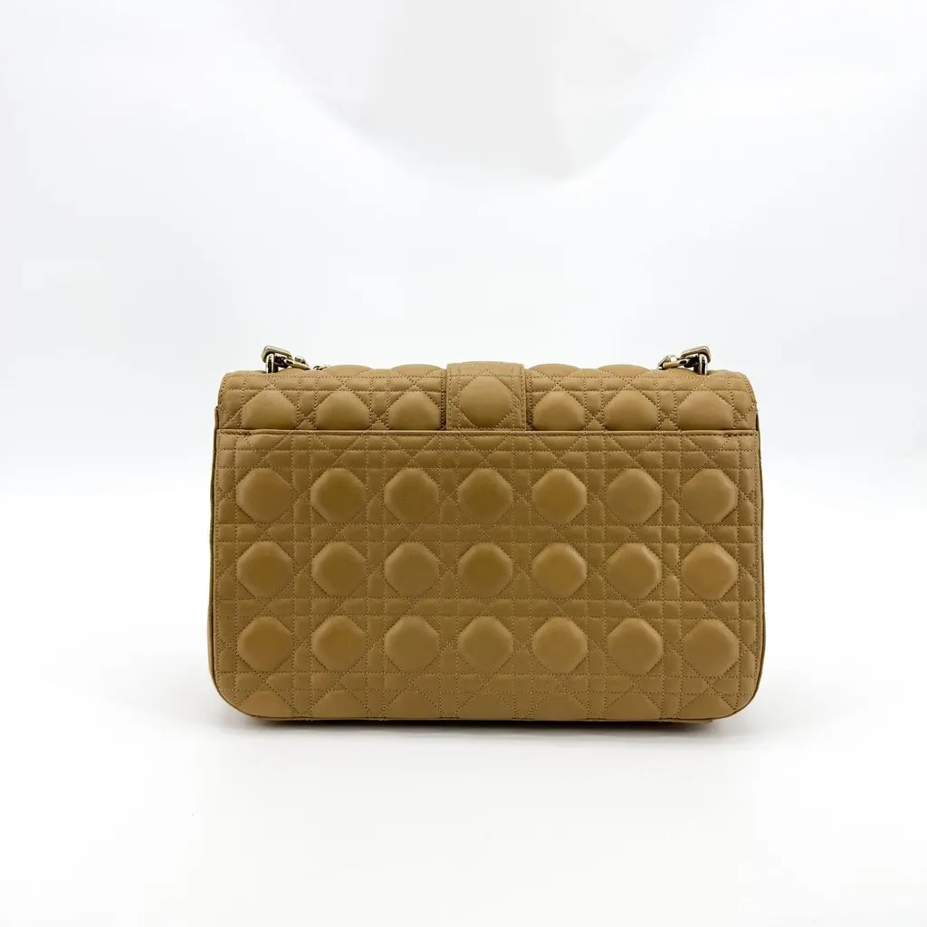 Dior Miss Dior Cannage Large Flap Shoulder Bag Beige Beige Leather Good - Inside View