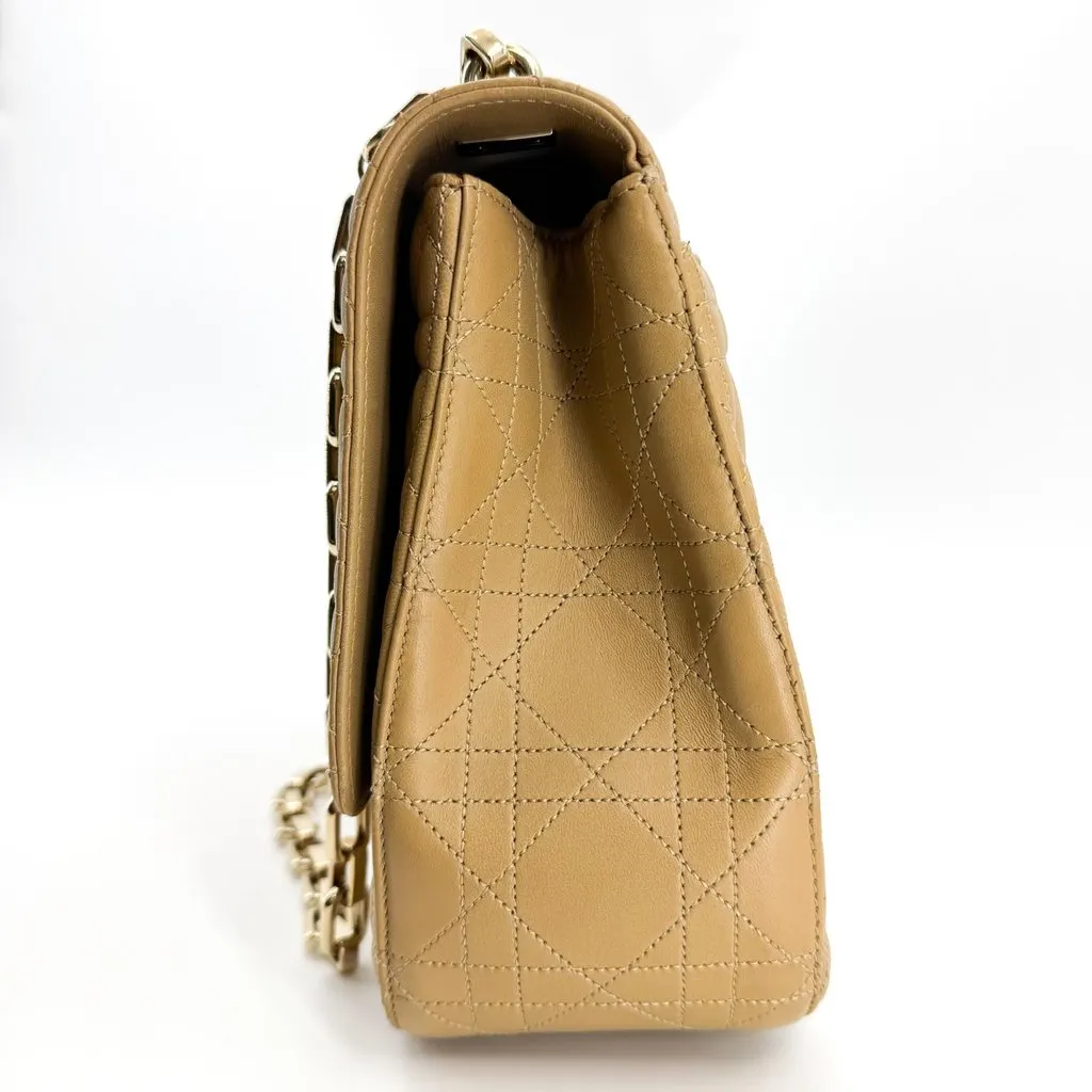 Dior Miss Dior Cannage Large Flap Shoulder Bag Beige Beige Leather Good - Model View