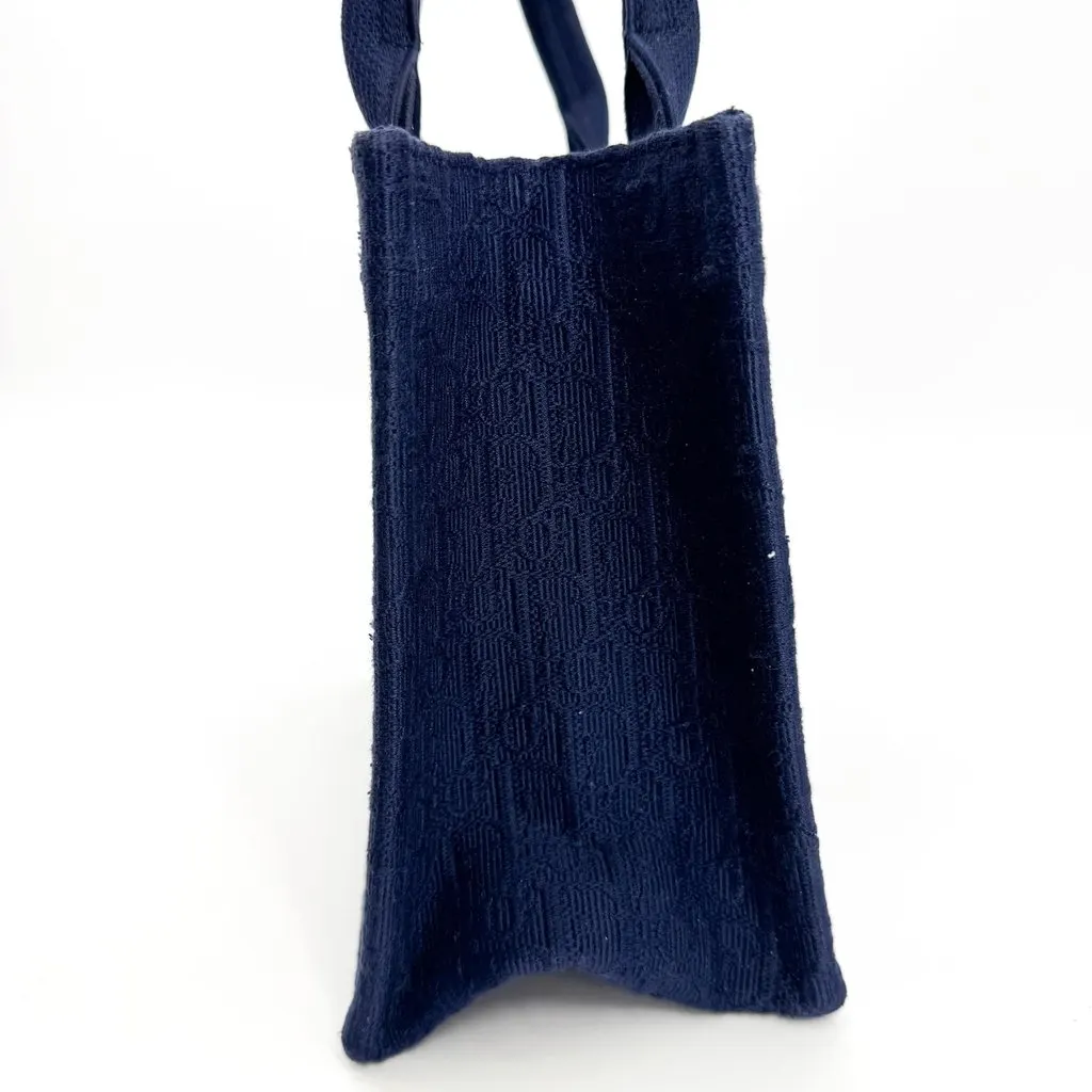 Dior Small Book Tote Navy Blue Lace Medallion Embroidery Navy Canvas Good - Model View