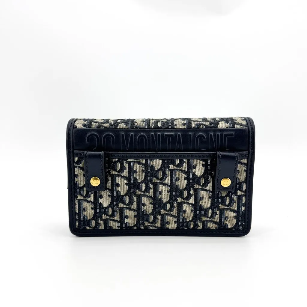 Dior 30 Montaigne Flap Card Holder Blue Oblique Jacquard Beige Jacquard Very good - Inside View