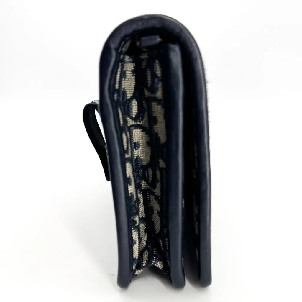Dior 30 Montaigne Flap Card Holder Blue Oblique Jacquard Beige Jacquard Very good - Box View