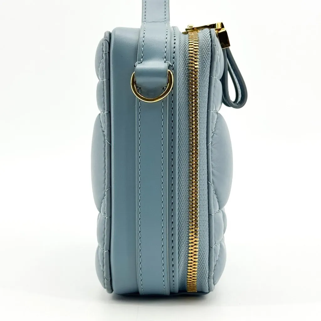 Dior Caro Cannage Pouch Steel Blue Blue Leather Good - Box View