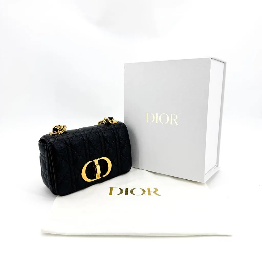 Dior Micro Caro Bag Black Gold Hardware Black Leather Very good - Back View