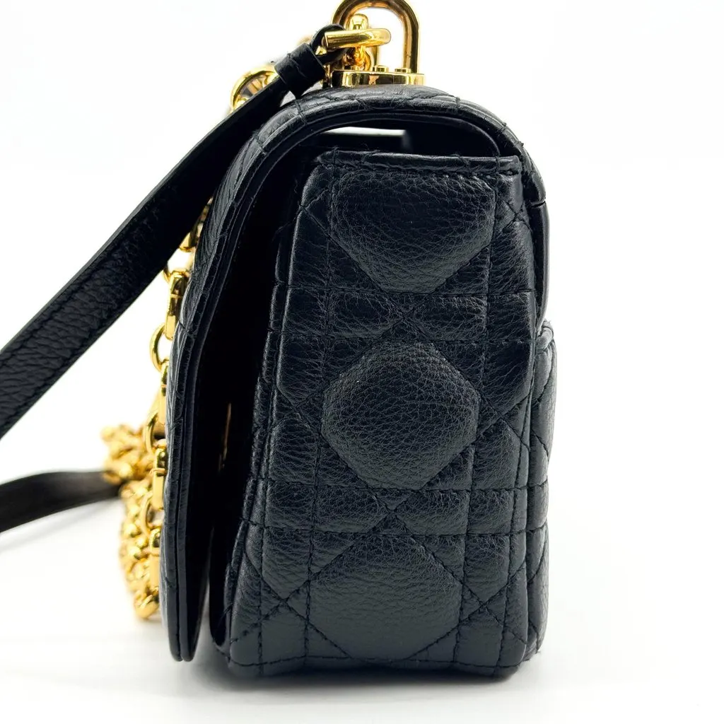 Dior Micro Caro Bag Black Gold Hardware Black Leather Very good - Model View
