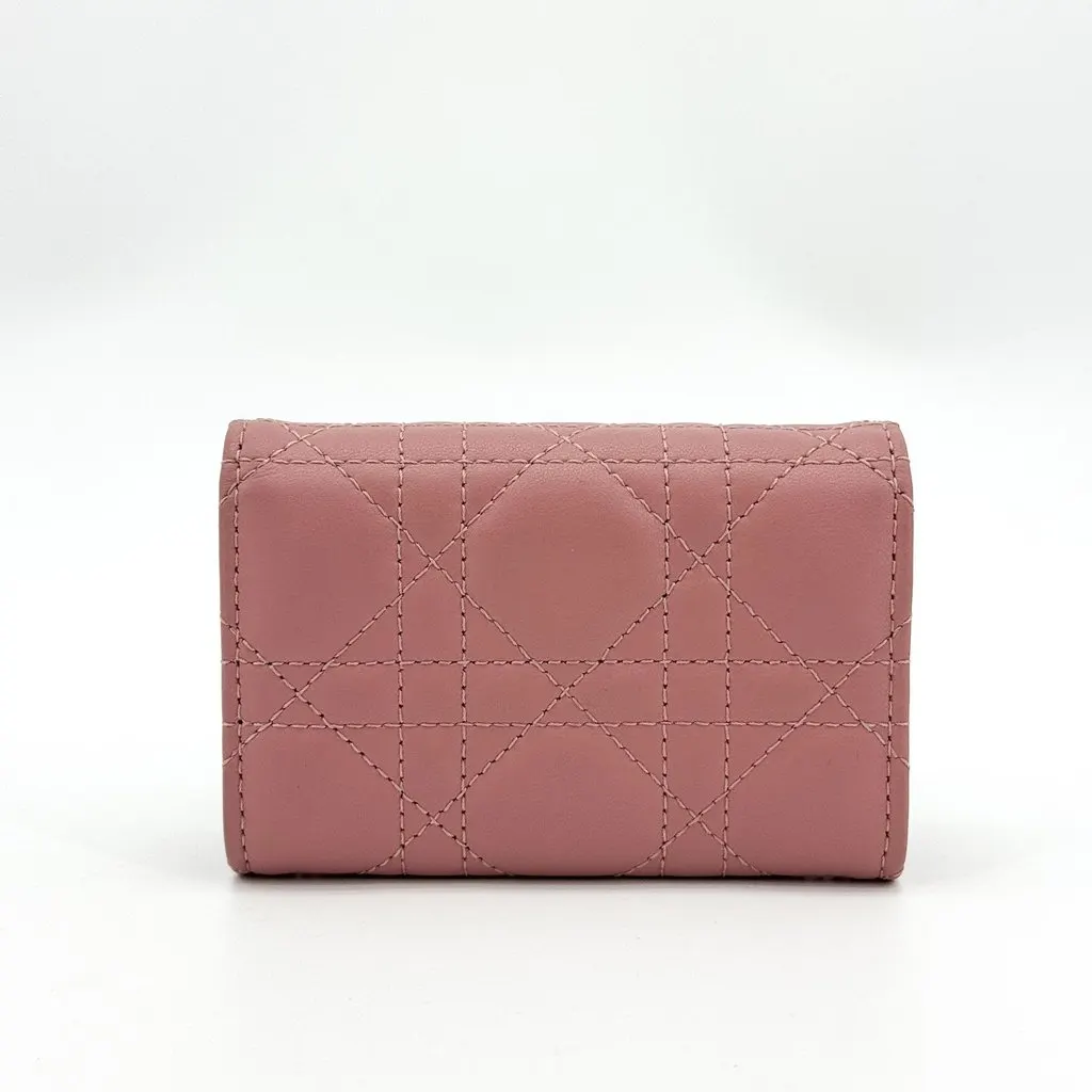 Dior Lady Dior 5-Gusset Card Holder Pink Gold Hardware Gold Leather Very good - Inside View