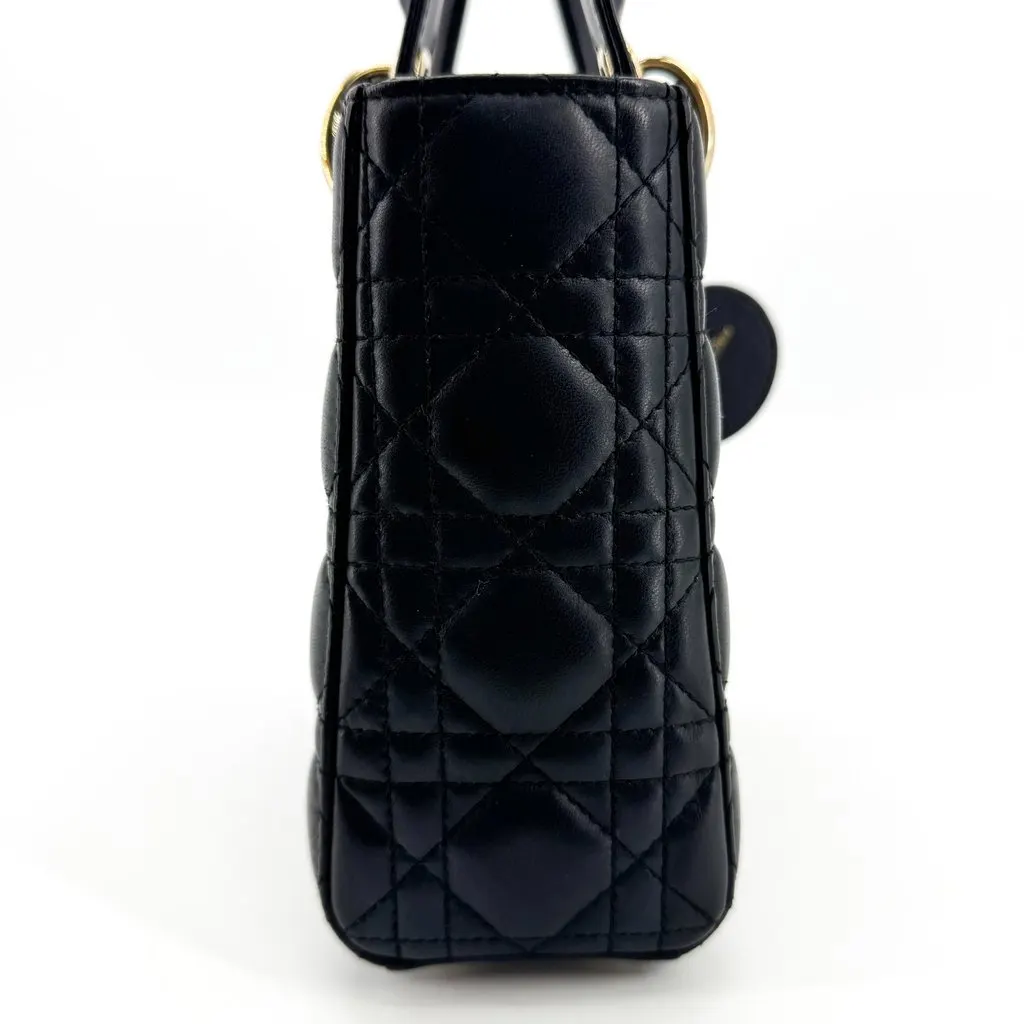 Dior Mini Lady Dior Bag Cannage Lambskin Black Gold Hardware Black Leather Very good - Box View