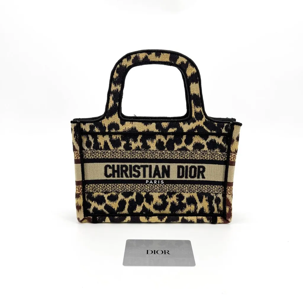 Dior Mini Book Tote Beige Mizza Embroidery Canvas Beige Canvas Good - Back View