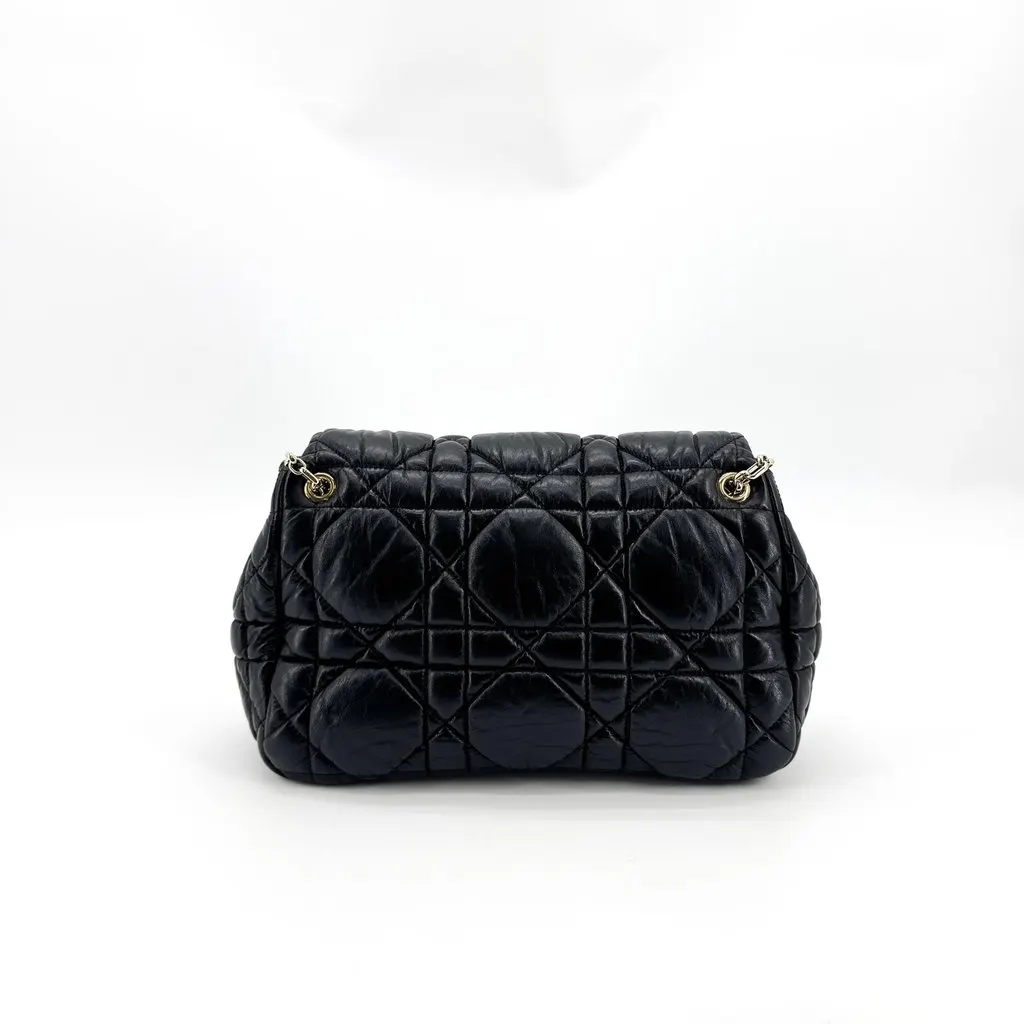 Dior Caro Medium Bag Black Cannage Calfskin Black Leather Very good - Inside View