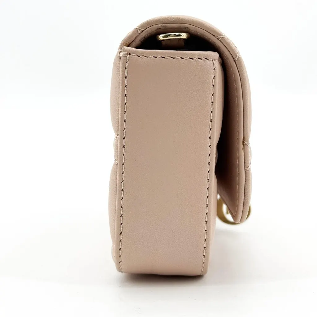 Dior Lady Dior Cannage Pouch Powder Pink Beige Leather Good - Model View