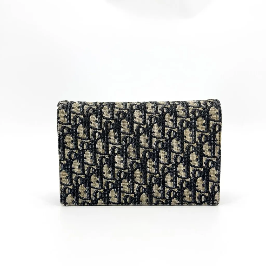 Dior Saddle Slim Pouch Blue Oblique Jacquard Beige Jacquard Good - Inside View