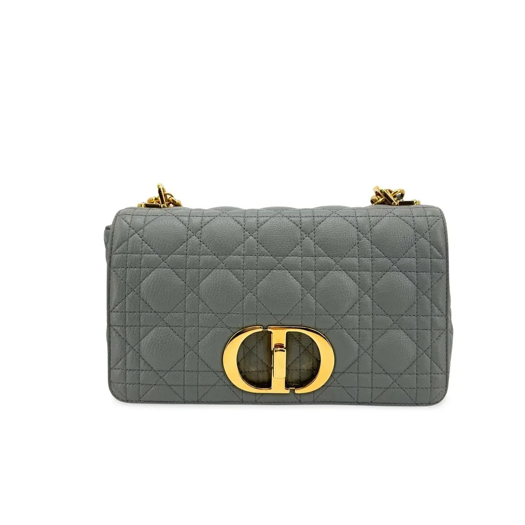 Dior Small Caro Bag Gray Gold Hardware MultiColor Leather Very good - Front View