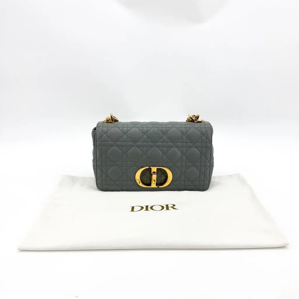 Dior Small Caro Bag Gray Gold Hardware MultiColor Leather Very good - Back View