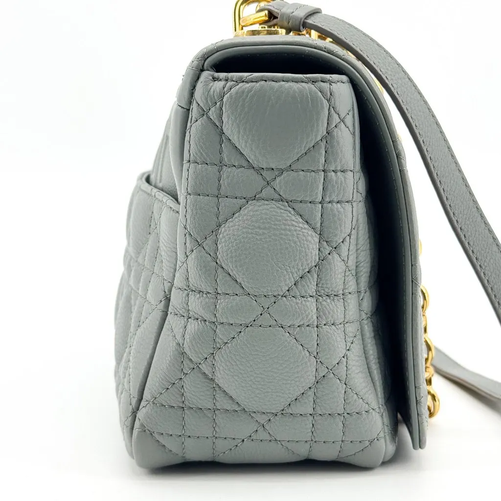 Dior Small Caro Bag Gray Gold Hardware MultiColor Leather Very good - Box View