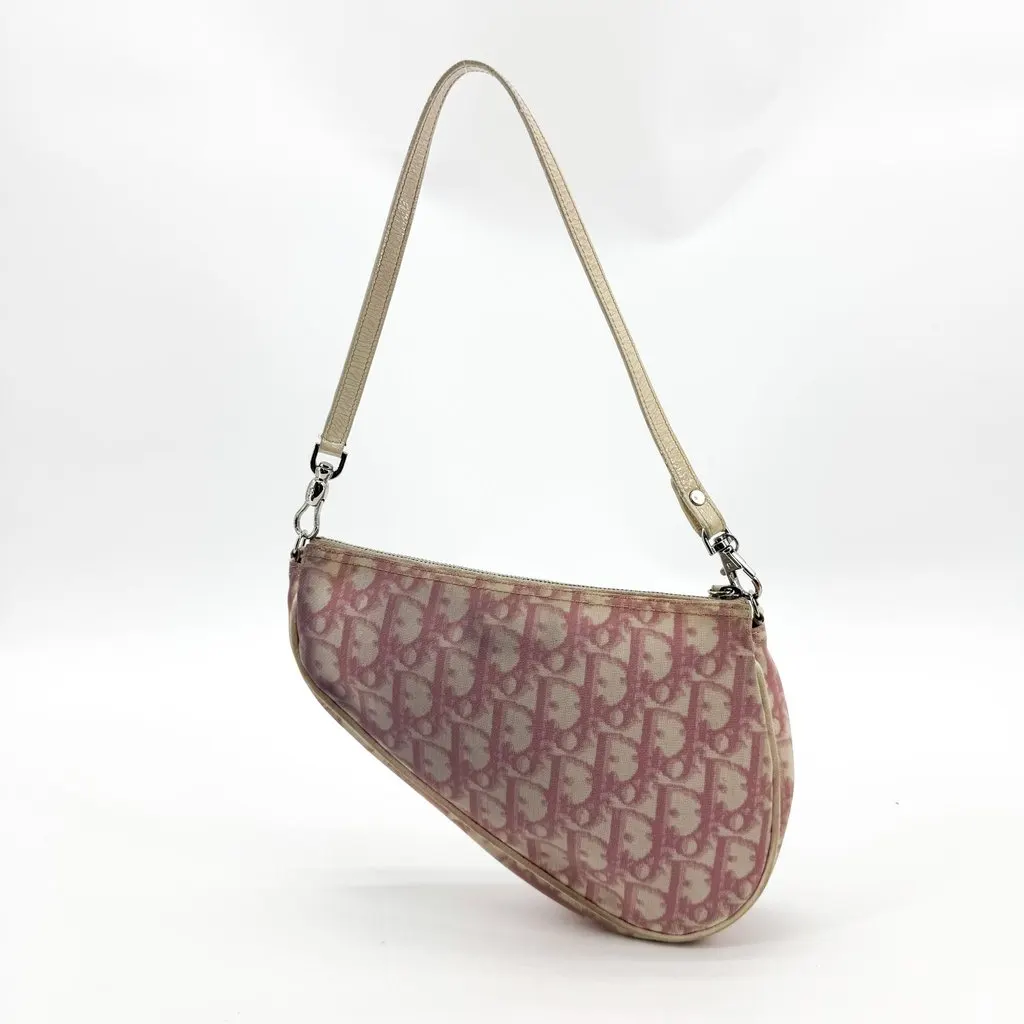 Dior Trotter Saddle Shoulder Bag Pink Pink Canvas Fair - Inside View