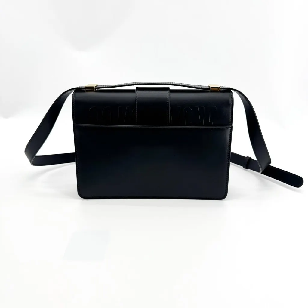 Dior 30 Montaigne Box Calfskin Shoulder Bag Black Gold Hardware Black Leather Very good - Inside View