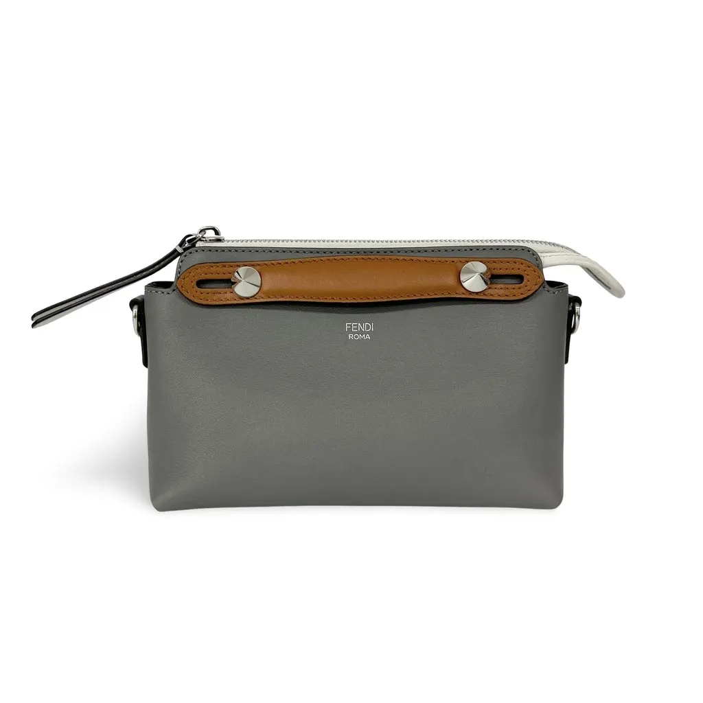 Fendi By the Way Small Boston Bag Gray Grey Leather Good - Front View