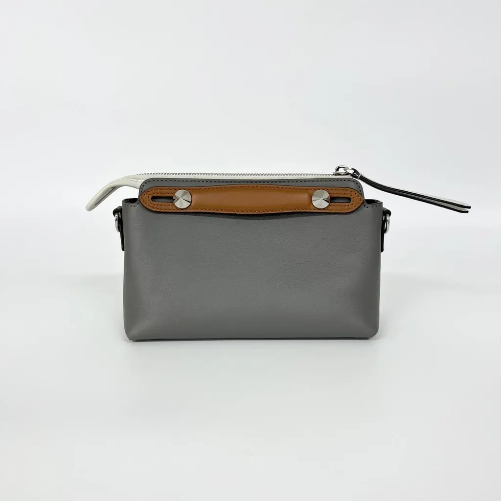 Fendi By the Way Small Boston Bag Gray Grey Leather Good - Inside View