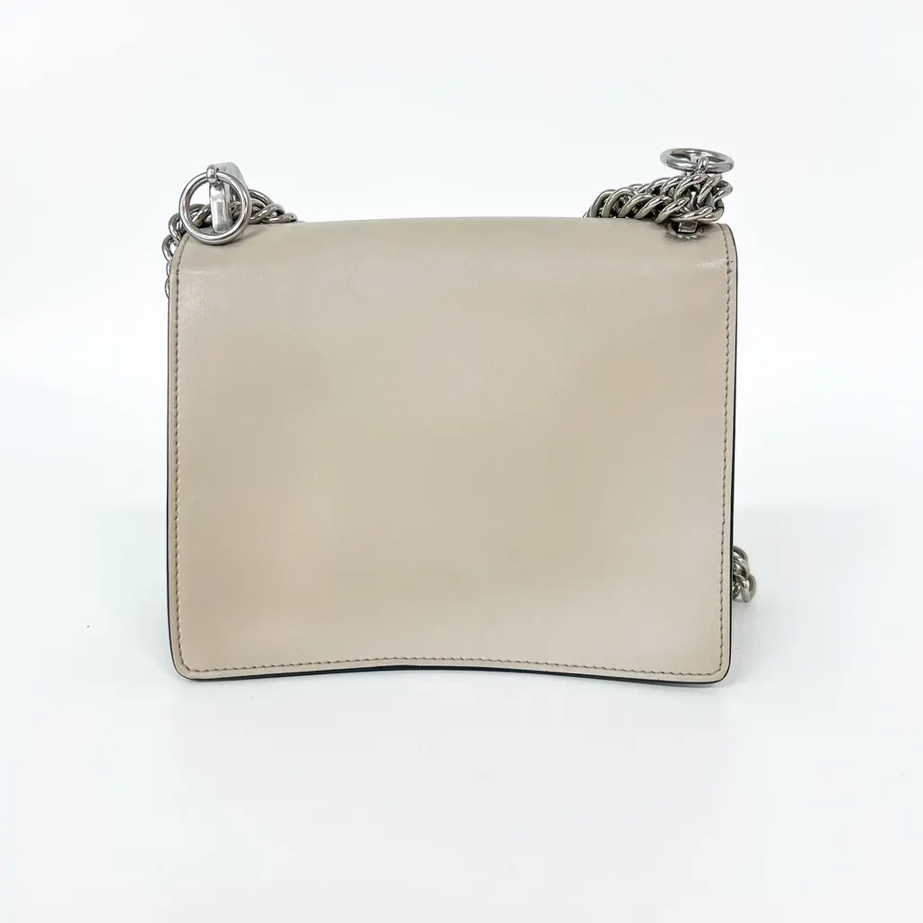 Fendi Khan Eye Small Shoulder Bag Beige Ecru Leather Good - Back View