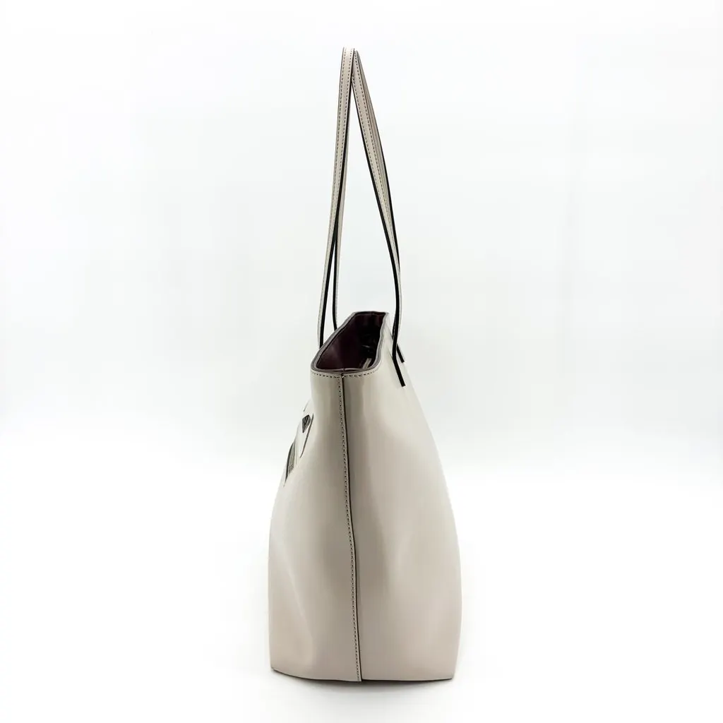 Fendi Monster Eyes Roll Tote Bag Ivory Silver Leather Good - Model View