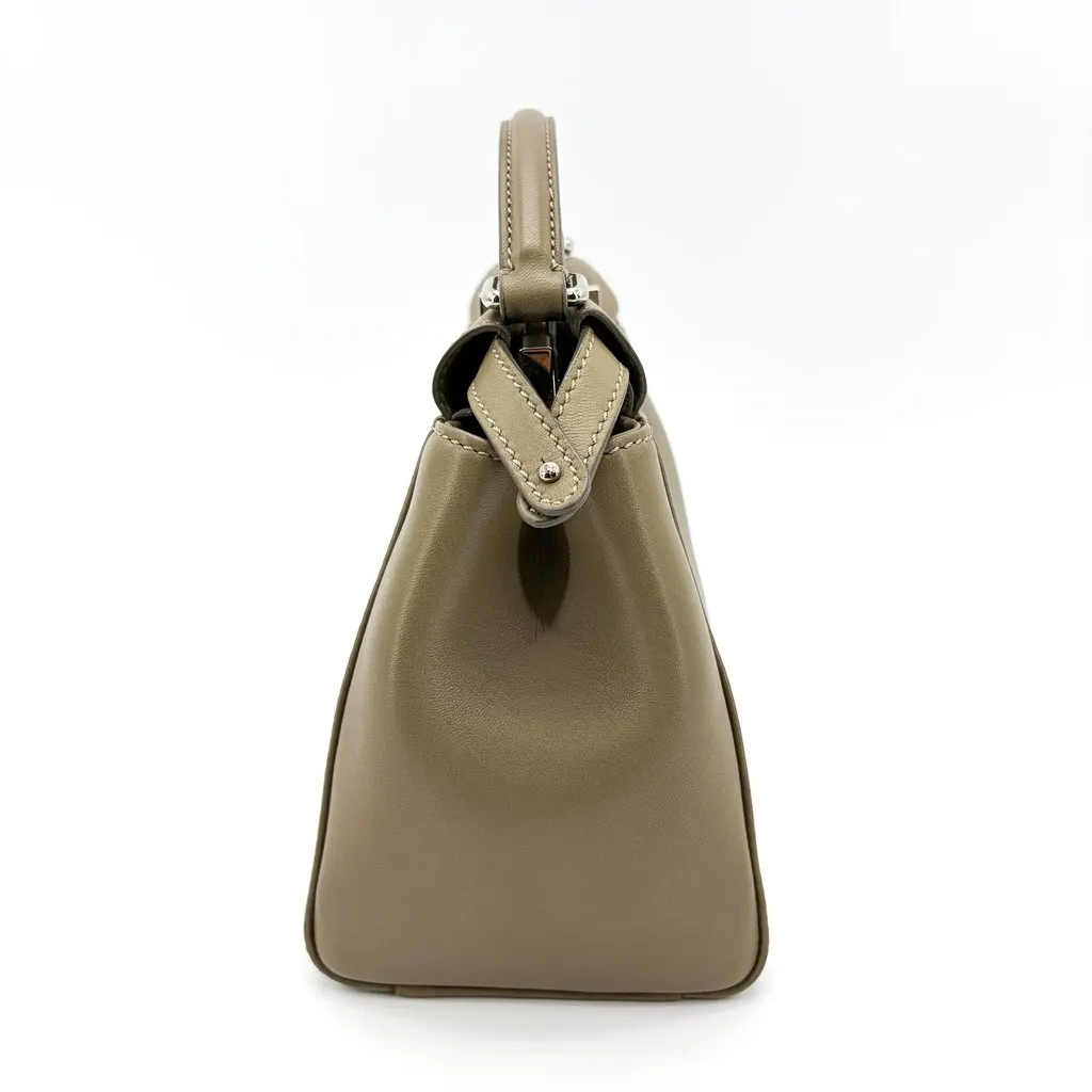 Fendi Peekaboo Mini Dove Grey Silver Beige Leather Fair - Model View