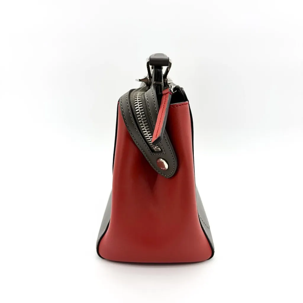 Fendi Dotcom Click Small Shoulder Bag Dark Gray Red Red Leather Good - Box View