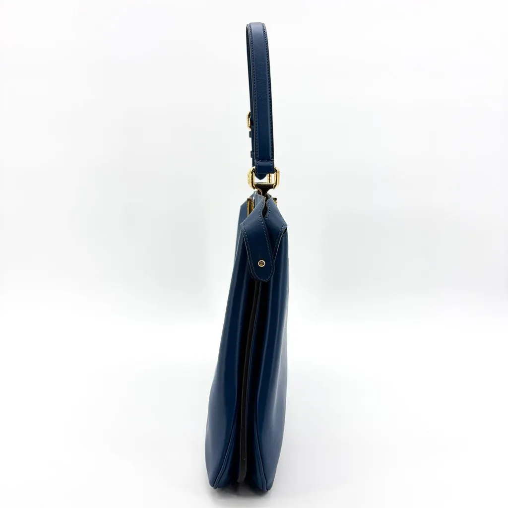 Fendi Peekaboo Essentials Large Blue Calfskin Gold Hardware Blue Leather Good - Model View
