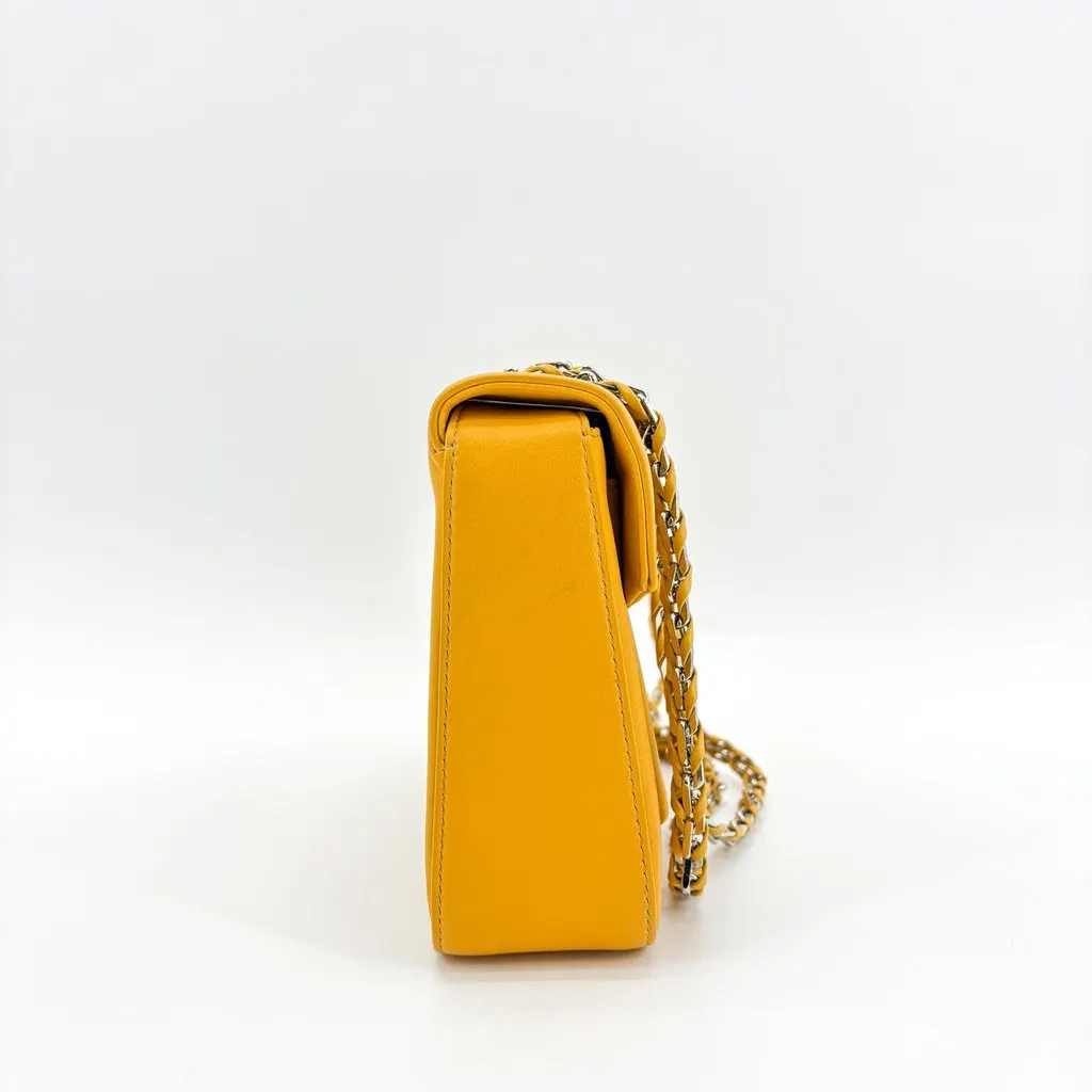 Fendi Be Baguette Shoulder Bag Yellow Silver Leather Very good - Box View