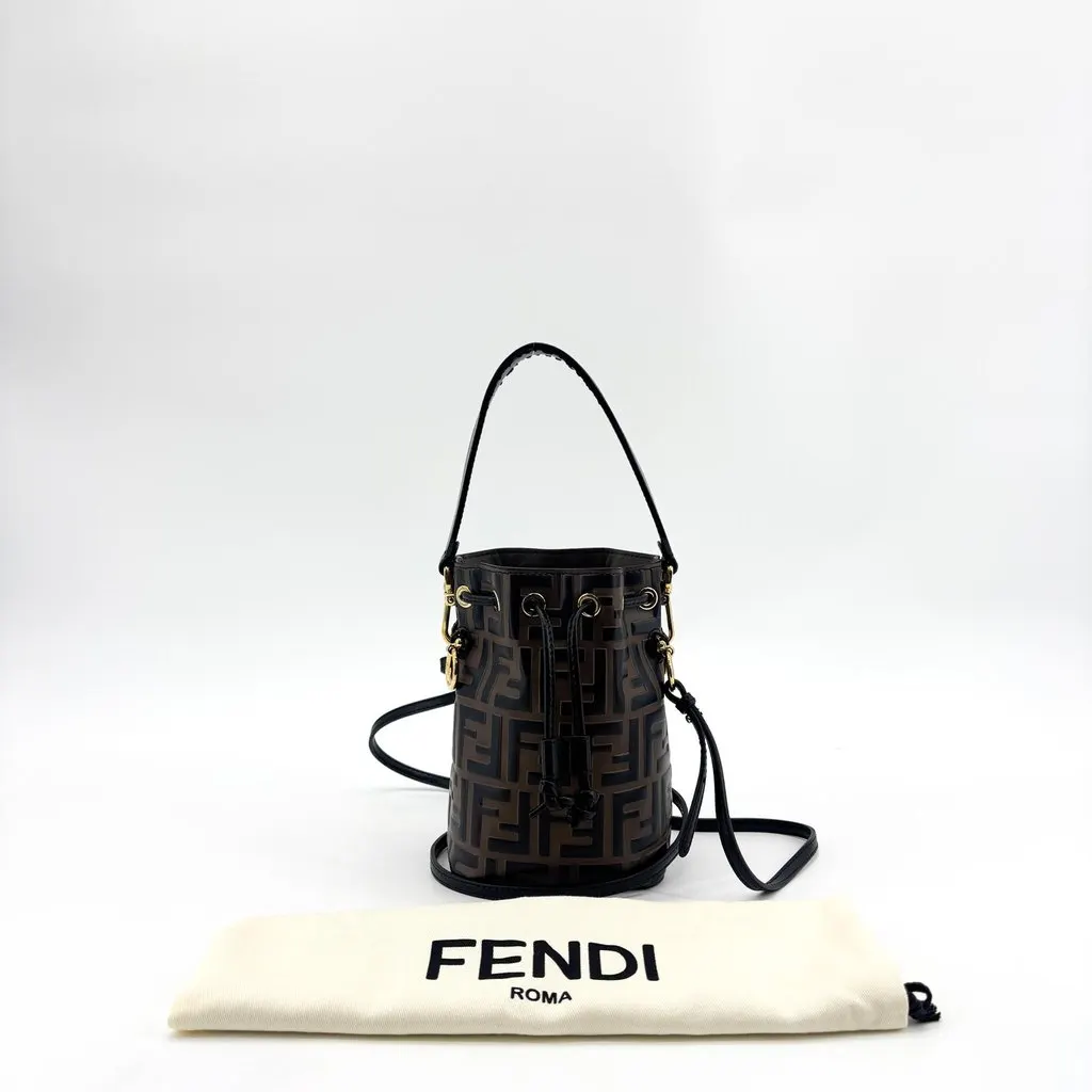 Fendi Mon Tresor Leather Mini Bucket Bag Brown Black Black Leather Very good - Back View