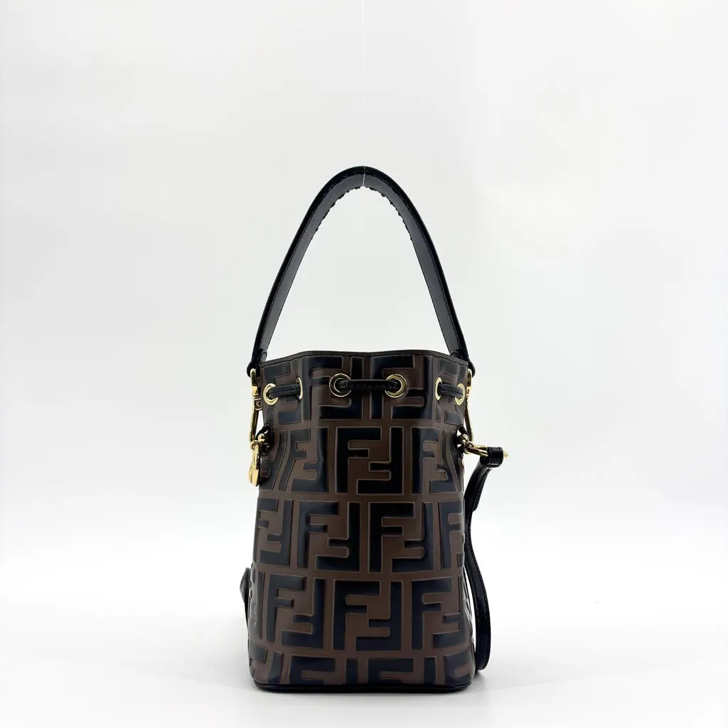 Fendi Mon Tresor Leather Mini Bucket Bag Brown Black Black Leather Very good - Inside View
