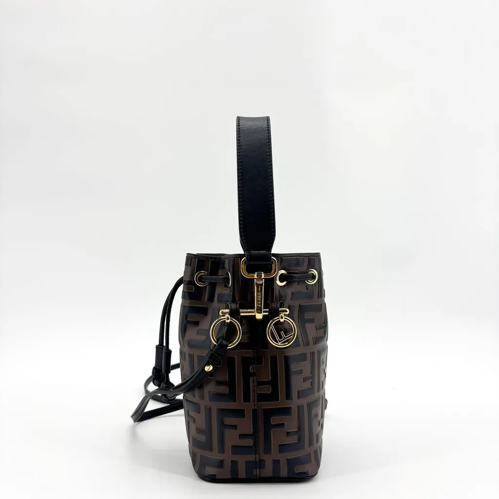 Fendi Mon Tresor Leather Mini Bucket Bag Brown Black Black Leather Very good - Model View