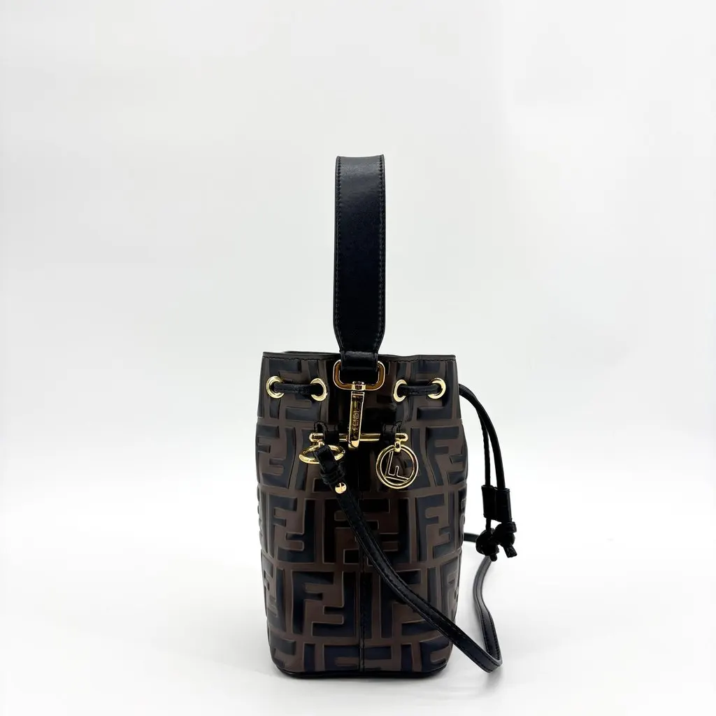 Fendi Mon Tresor Leather Mini Bucket Bag Brown Black Black Leather Very good - Box View