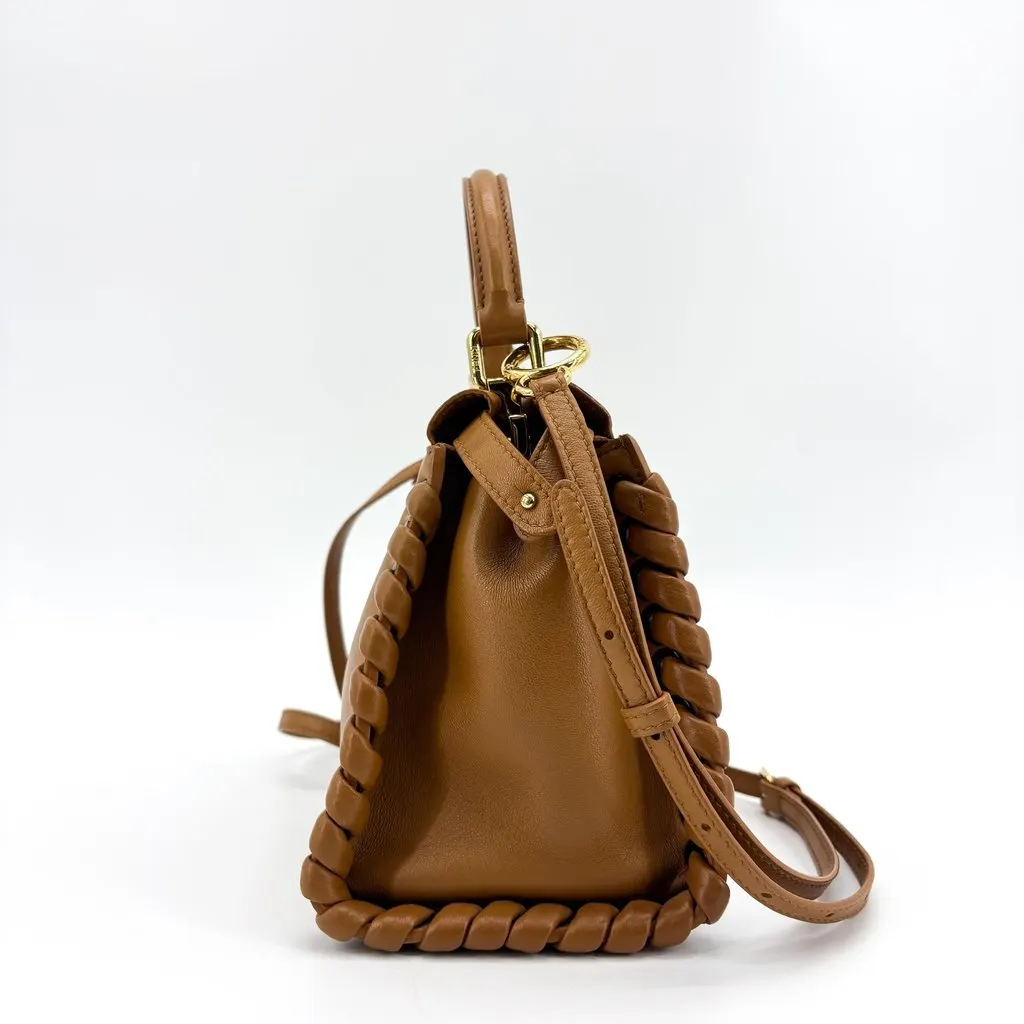Fendi Peekaboo Whipstitch Leather Bag Brown Leather Good - Box View