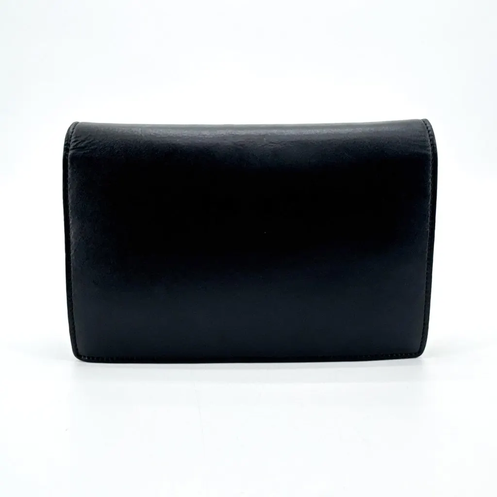 Fendi F Is Fendi Chain Wallet Black Gold Black Leather Good - Back View