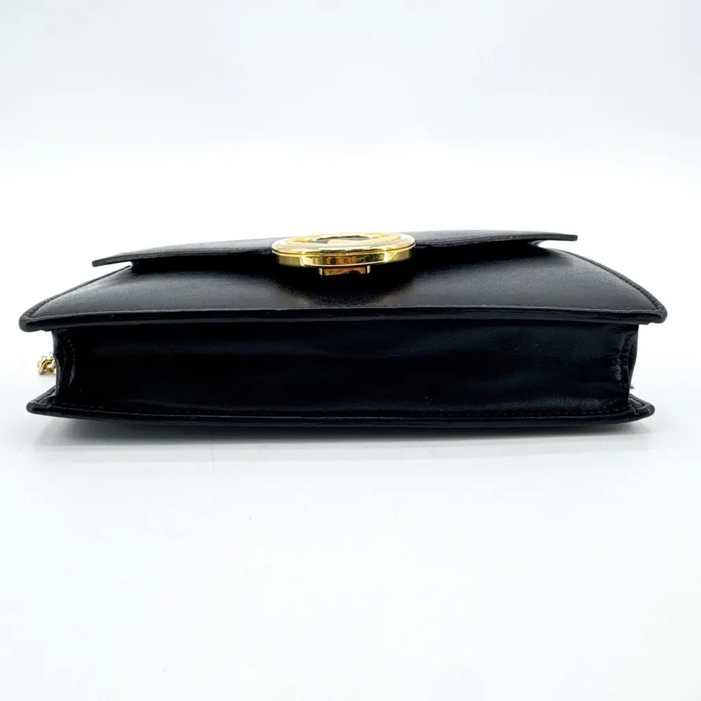 Fendi F Is Fendi Chain Wallet Black Gold Black Leather Good - Box View