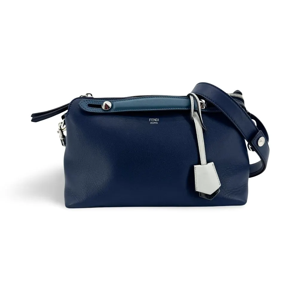 Fendi By The Way Midium Shoulder Bag Navy Blue Leather Good - Front View