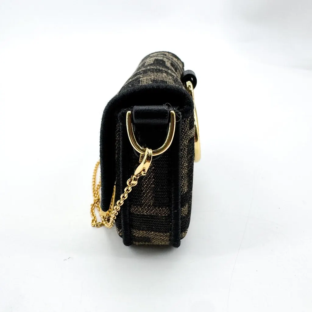 Fendi Nano Baguette Chain FF Jacquard Bag Black Gold Black Canvas Very good - Model View