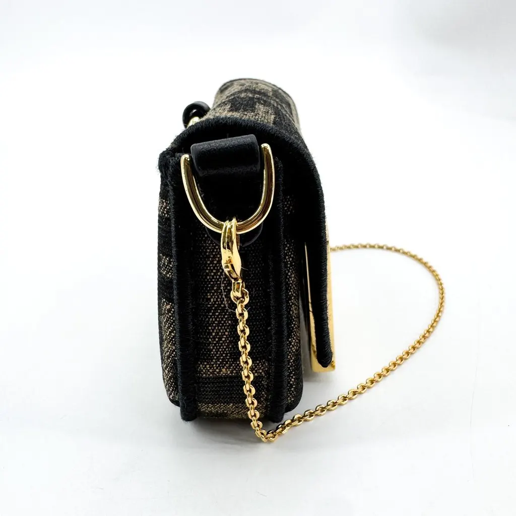 Fendi Nano Baguette Chain FF Jacquard Bag Black Gold Black Canvas Very good - Box View