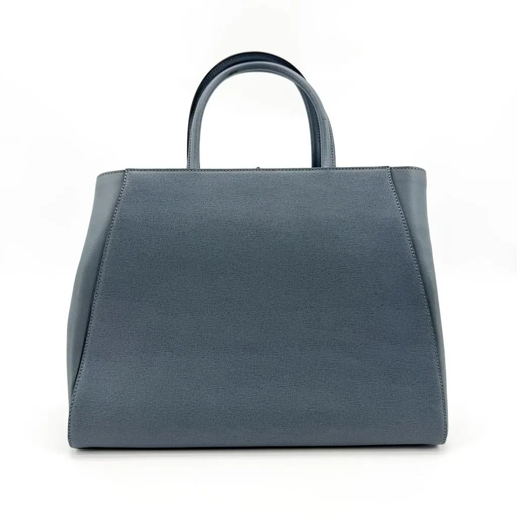 Fendi Petite 2Jours Tote Bag Blue Gray Blue Leather Fair - Inside View