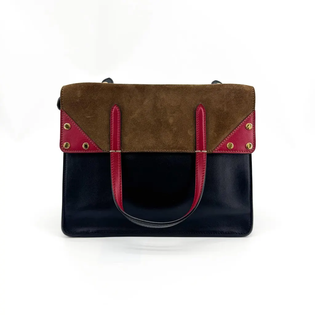 Fendi Flip Small Shoulder Bag Black Brown Red Black Leather Good - Inside View