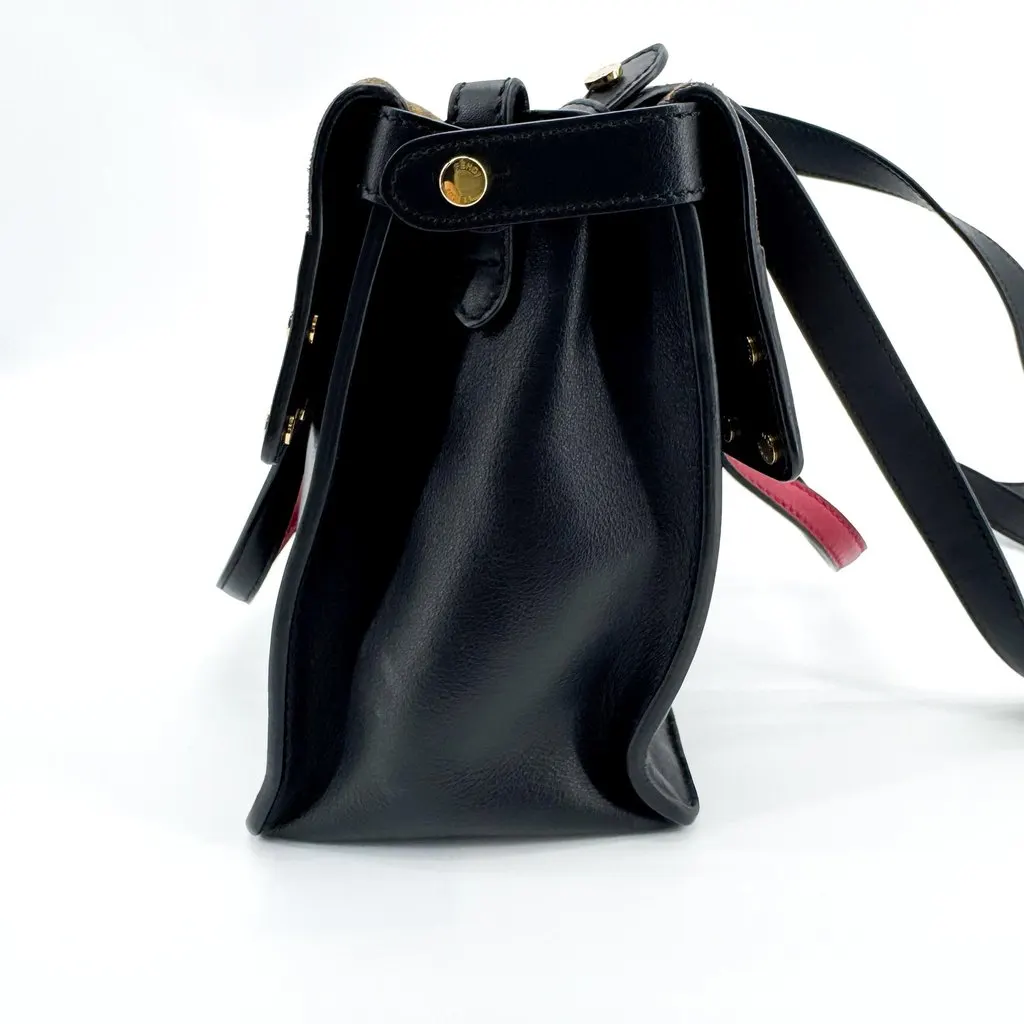 Fendi Flip Small Shoulder Bag Black Brown Red Black Leather Good - Box View