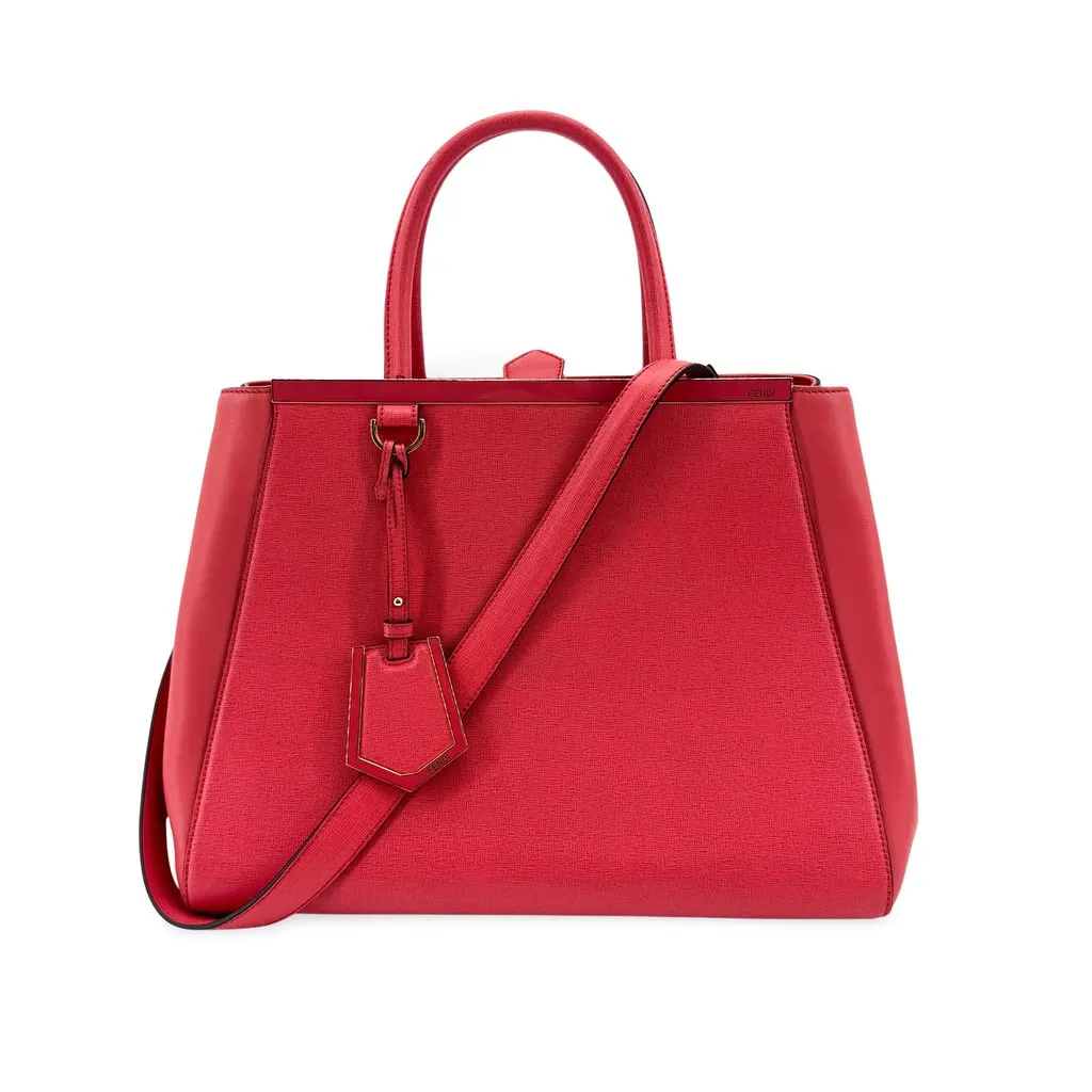 Fendi Medium 2Jours Tote Bag Red Red Leather Fair - Front View