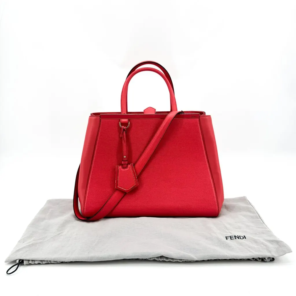 Fendi Medium 2Jours Tote Bag Red Red Leather Fair - Back View