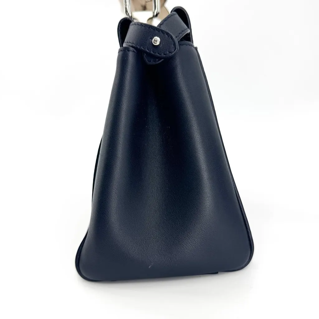 Fendi Peekaboo Mini Navy Leather Braided Ribbon Handle Bag Navy Leather Very good - Model View