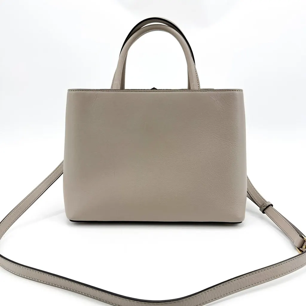 Fendi Petite 2Jours Shoulder Tote Bag Grayish Beige Beige Leather Good - Back View