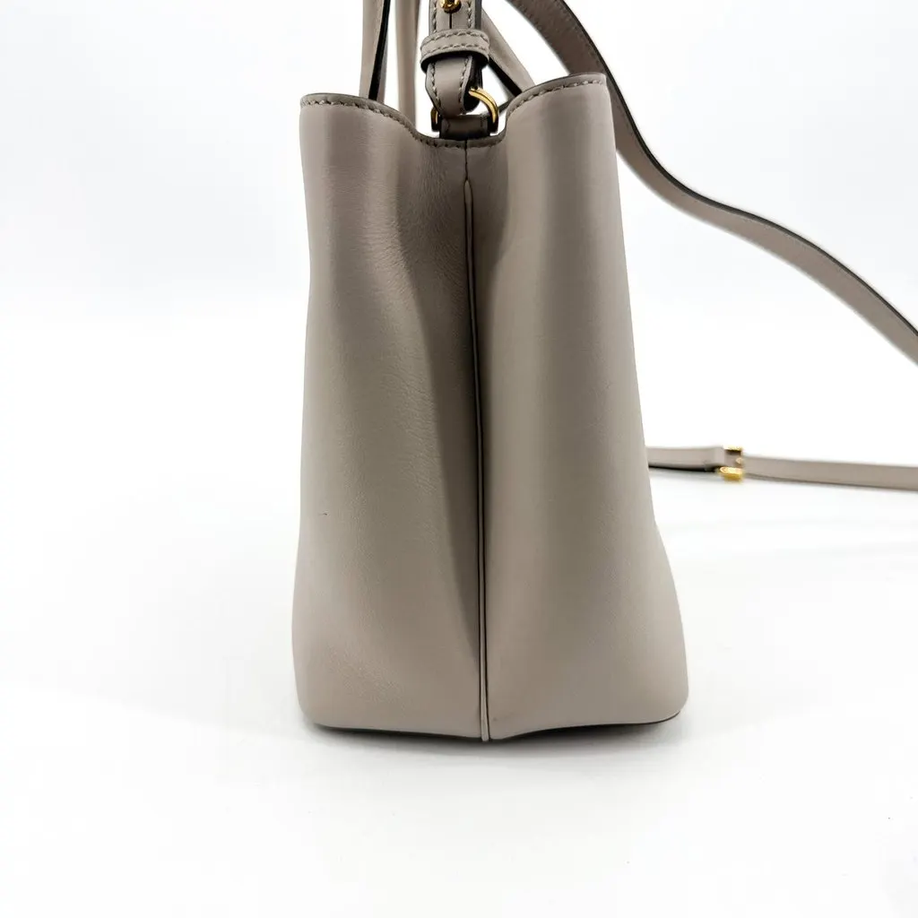 Fendi Petite 2Jours Shoulder Tote Bag Grayish Beige Beige Leather Good - Inside View