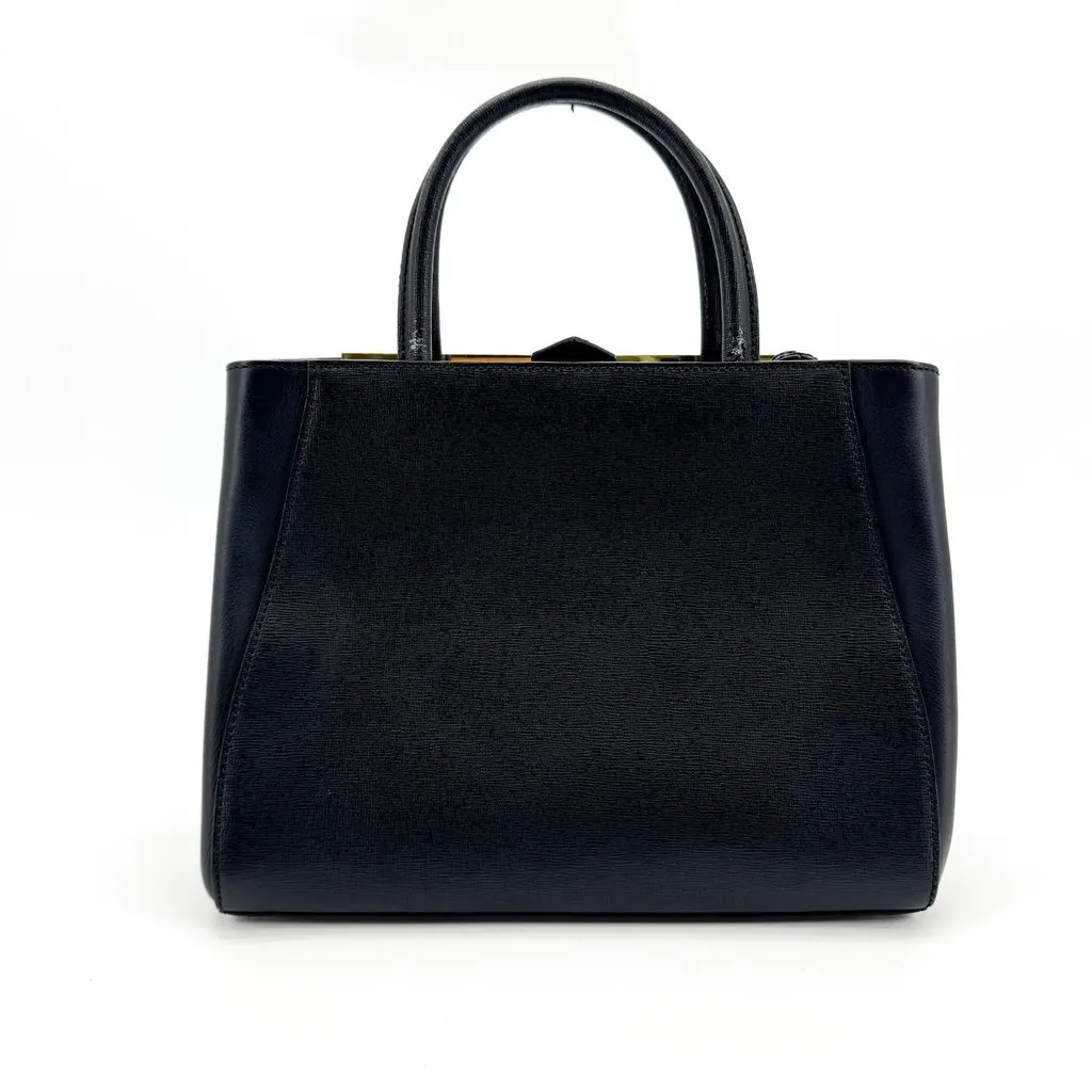 Fendi Petite 2Jours Tote Bag Black Gold Black Leather Good - Inside View