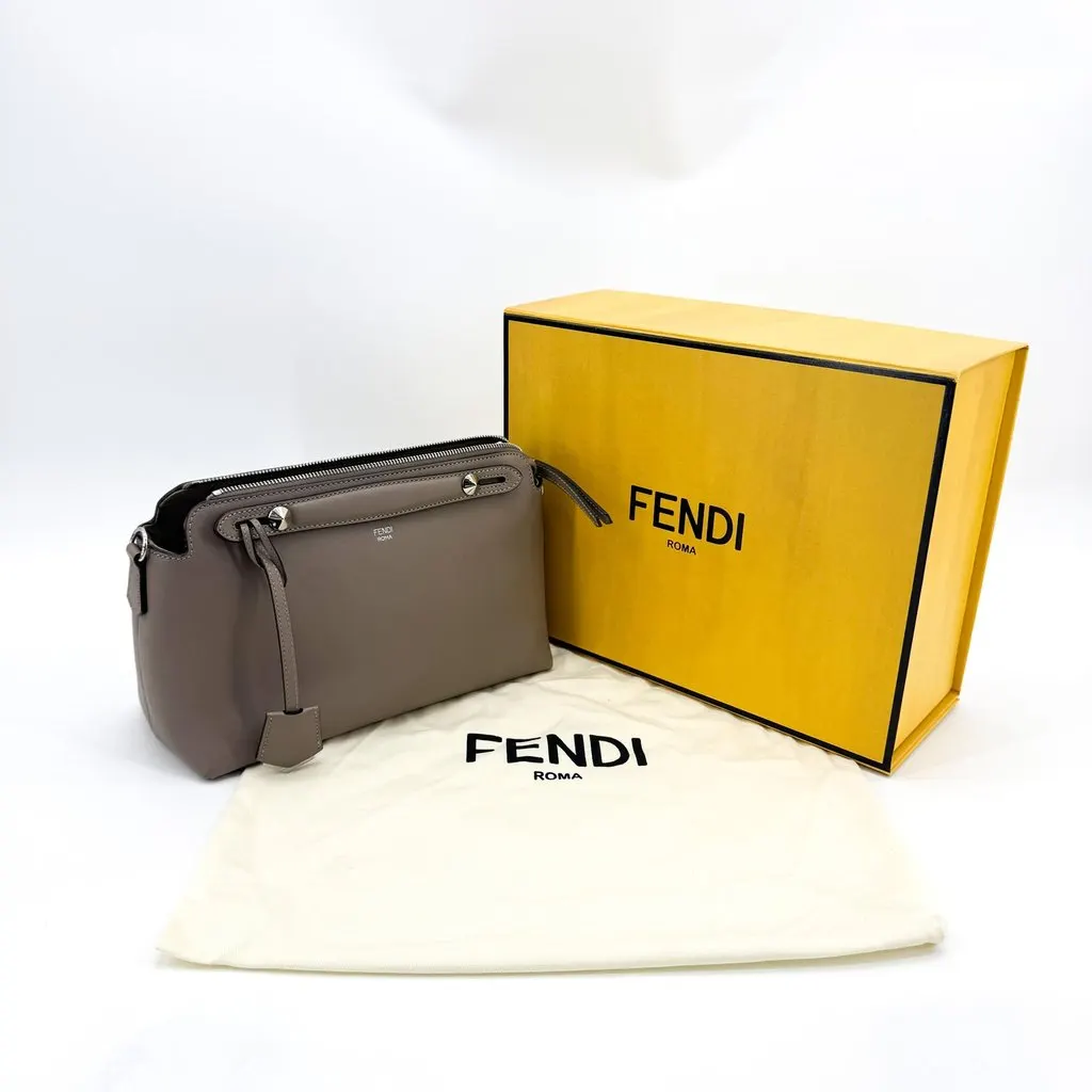 Fendi By The Way Medium Shoulder Bag Dove Gray MultiColor Leather Good - Back View